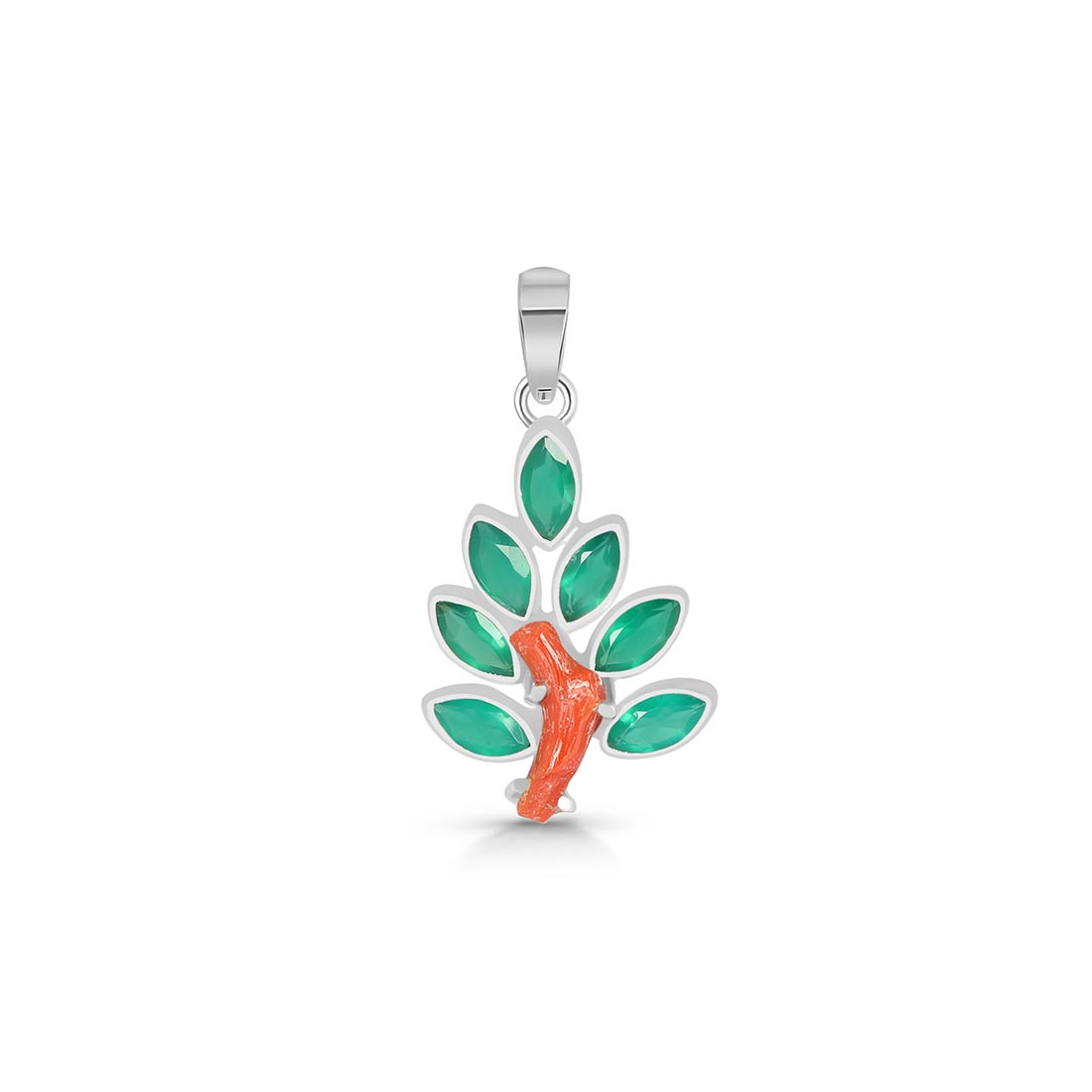 Red Coral / Green Onyx Pendant-(COR-P-108)
